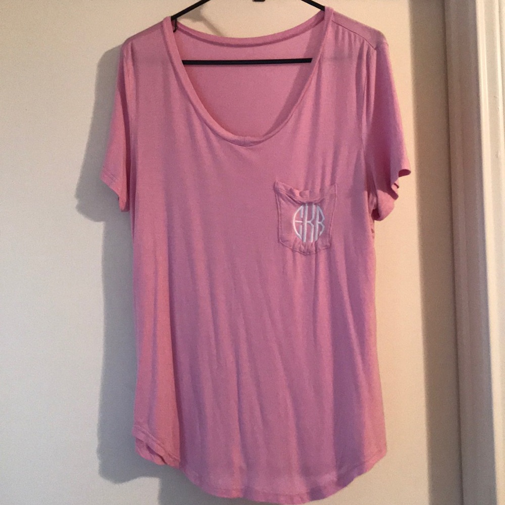 Pink Monogram Tee initials (EKR)